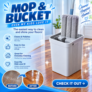 Mop and bucket for easy cleaning